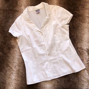 Ann Taylor Ivory Cap Sleeve Blouse